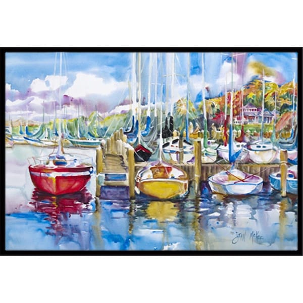 Carolines Treasures Paradise Yacht Club Sailboats Indoor and Outdoor Mat- 18 x 27 in. JMK1063MAT - main